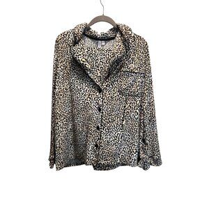 Joyspun Womens Leopard Print Long Sleeve Lounge Top 2X 18W-20W  bottoms 3X
